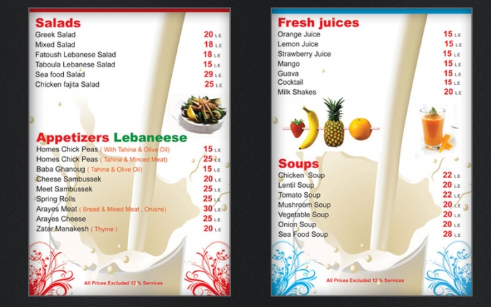 تصميم منيو مطعم ومشروبات فى الغردقة | menu_resturant_design 