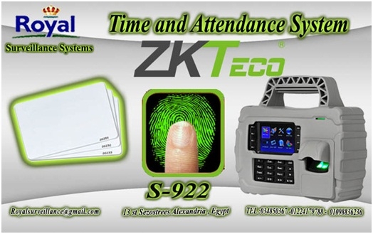نظام  جهاز حضور وانصراف ZKTeco تتعرف على البصمة و الكارت للموظفين S922
