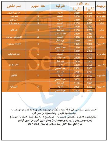 رحلات شرم الشيخ للمصريين و الاجانب المقيمين