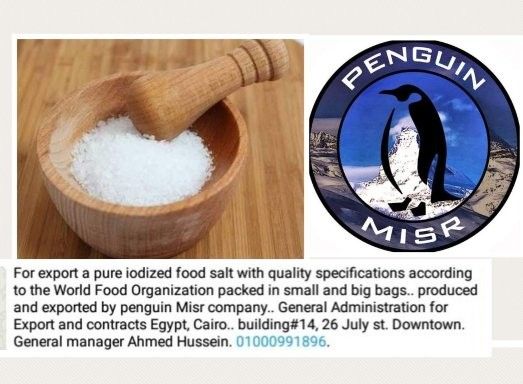 ملح طعام بحري انتاج وتصدير شركة بنجوان مصر