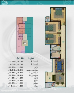 المسقط الافقى لنوذج 1