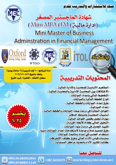 الماجستير المصغر (إدارة مالية) Mini MBA (FM)